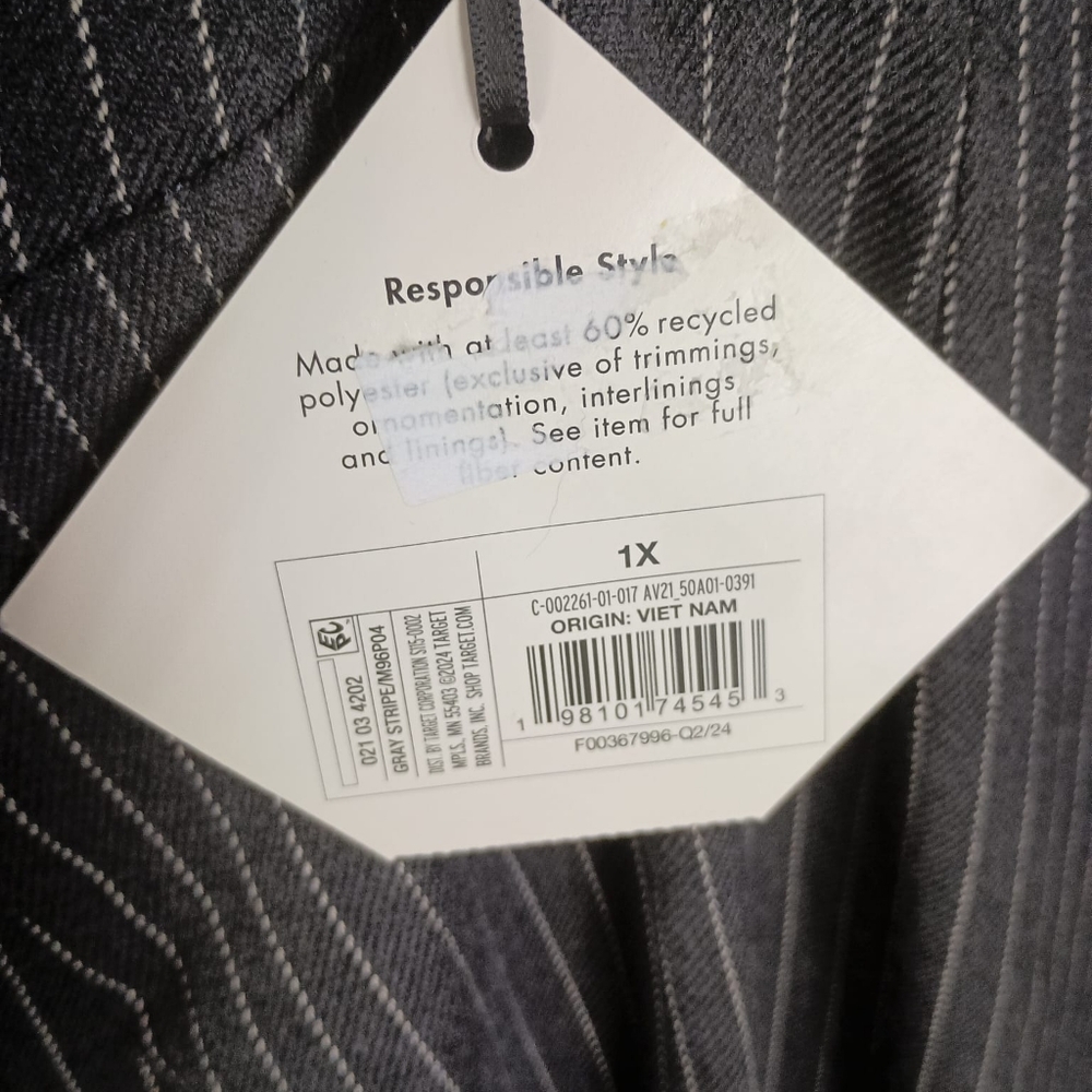 NWT Ava & Viv Gray Pinstripe Sleeveless Dress Size 1X - Picture 7 of 7